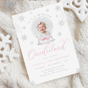 Winter ONEderland Snow Wereldbol eerste verjaardag Kaart