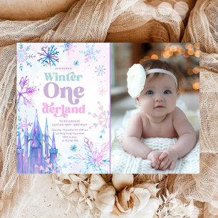 Winter Onederland Snowflakes Castle Girl Verjaarda Kaart