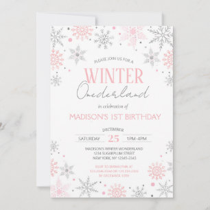Winter Onederland Snowflakes Eerste eerste verjaar Kaart