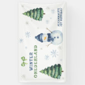 Winter Onederland Snowman 1ste verjaardag Spandoek (Verticaal)
