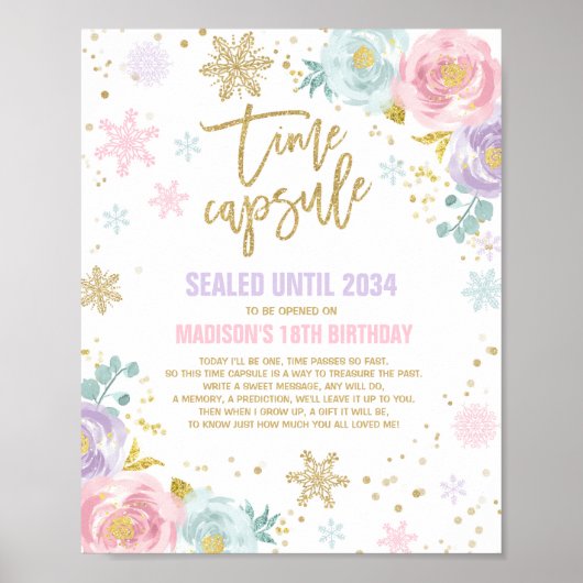 Winter ONEderland Time Capsule Pink and Gold Poster (Voorkant)