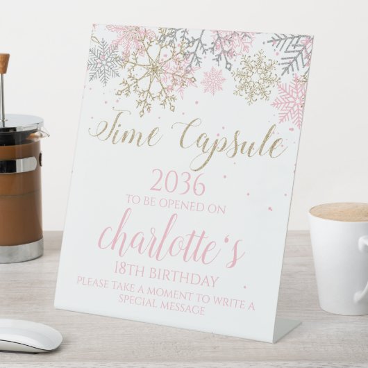 Winter ONEderland Time Capsule Sign Reclamebord Met Voetstuk (Insitu)
