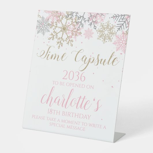 Winter ONEderland Time Capsule Sign Reclamebord Met Voetstuk (Voorkant)