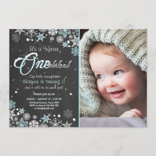 Winter Onederland: Uitnodiging blauw wit