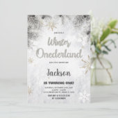 Winter ONEderland Uitnodigingen Pijnboom Zilver Gl (Staand voorkant)