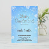 Winter ONEderland Uitnodigingen Zilver Zwart (Staand voorkant)