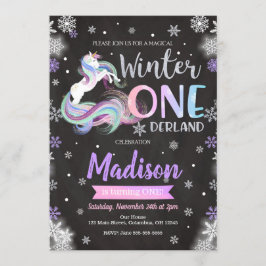 Winter ONEderland Unicorn 1e verjaardag Uitnodigin Kaart
