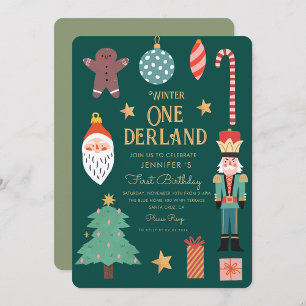 Winter Onederland Vakantie Eerste Verjaardag Kaart