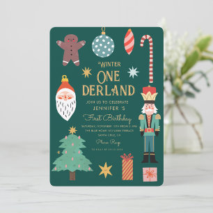 Winter Onederland Vakantie Eerste Verjaardag Kaart