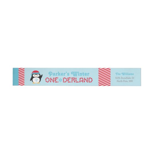 Winter ONEderland Verjaardag Pinguïn Blauw en Rood (Individueel)