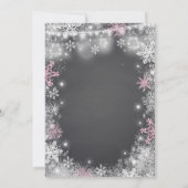 Winter ONEderland Verjaardag Uitnodiging Roze Wit (Achterkant)