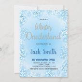 Winter ONEderland Verjaardag Uitnodigingen Blauwe (Voorkant)