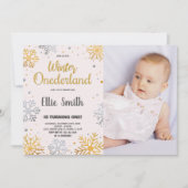 Winter ONEderland Verjaardag Uitnodigingen Sneeuw (Voorkant)