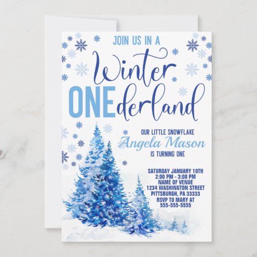 Winter ONEderland Verjaardagsfeest Kaart (Voorkant)
