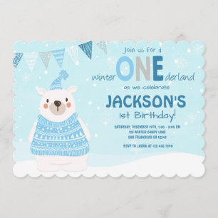 Winter ONEderland verjaardagsuitnodiging Kaart