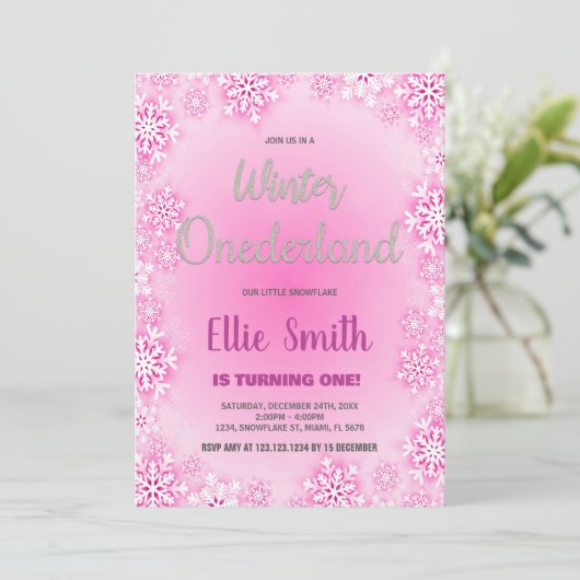 Winter ONEderland Verjaardagsuitnodigingen Kaart (Staand voorkant)