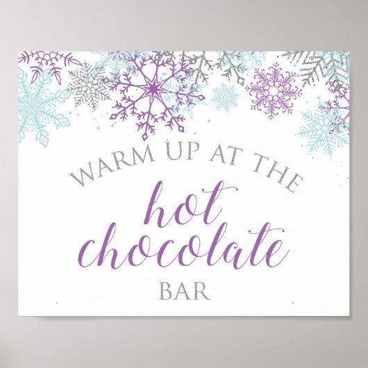 Winter Onederland Warme Chocolade Bar Paars Poster (Voorkant)