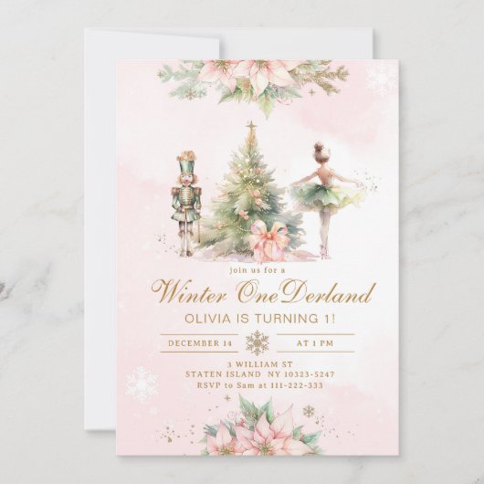 Winter Onederland Whimsical 1e verjaardag Kaart (Voorkant)