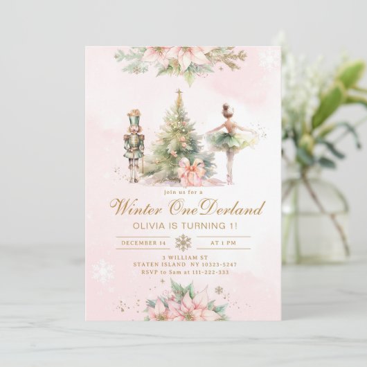 Winter Onederland Whimsical 1e verjaardag Kaart (Staand voorkant)