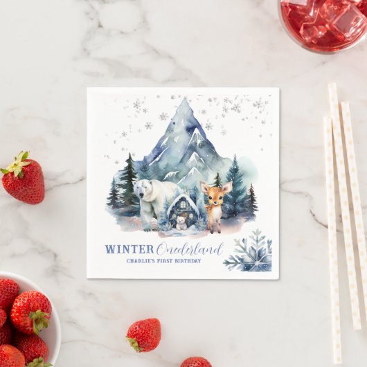Winter Onederland Whimsical Woodland 1e verjaardag Servet (Insitu)