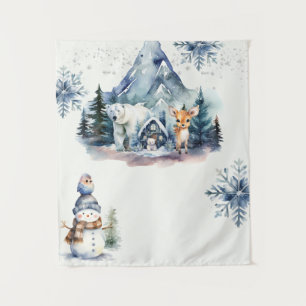 Winter Onederland Whimsical Woodland 1e Verjaardag Wandkleed