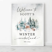 Winter ONEderland Woodland 1st Birthday Welcome Poster