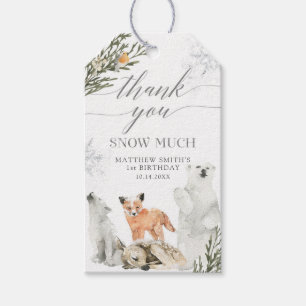 Winter Onederland Woodland Animal Dank je wel Cadeaulabel