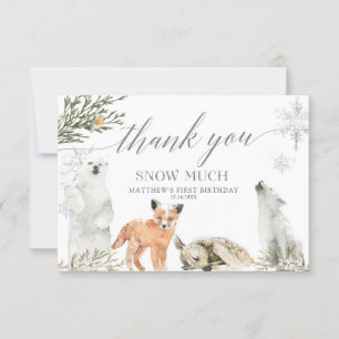 Winter Onederland Woodland Animals Birthday Bedankkaart