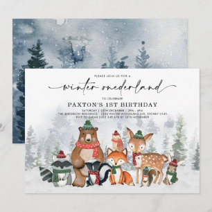 Winter Onederland Woodland Forest 1st Birthday Kaart