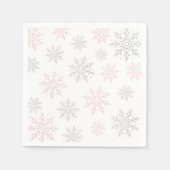 Winter Onederland Zilveren Roze Glitter 1e Verjaar Servet (Voorkant)