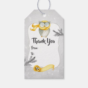 Winter-oowl kerstBaby shower Cadeaulabel