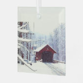 WINTER OP DE GEDEKTE BRIDGE GLAS ORNAMENT (Voorkant links)