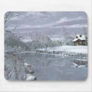 Winter op het meer van Mousepad Muismat