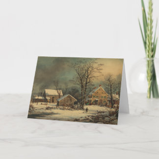 Winter op het platteland: een koude ochtend feestdagen kaart