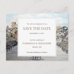 Winter op Windsor Castle Wedding Save the Date Aankondigingskaart