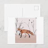 Winter orange fox walking in a portrait briefkaart (Voorkant / Achterkant)