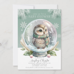 Winter Owl Baby shower Invitation Boy of Girl Snow Feestdagenkaart