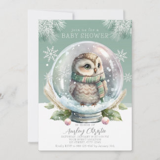 Winter Owl Baby shower Invitation Boy of Girl Snow Feestdagenkaart
