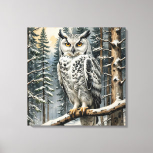 Winter Owl Canvas Art Afdruk