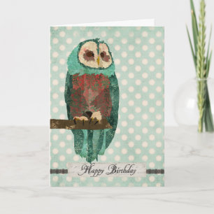 Winter Owl Polkadot Birthday Card Kaart
