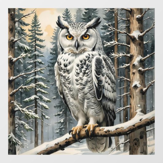 Winter Owl Window Cling Raamsticker (Vel)