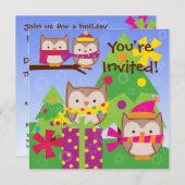 Winter Owls Holiday Invitation Kaart (Voorkant / Achterkant)