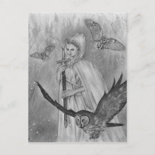 Winter owls Lady Briefkaart Card