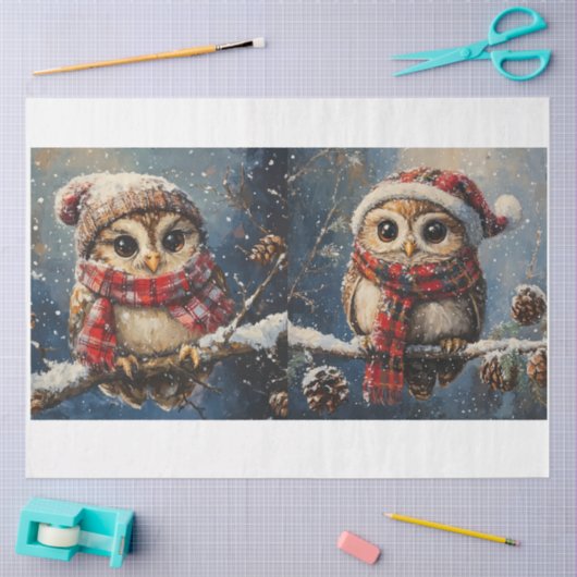 Winter Owls Tissuepapier (Craft)