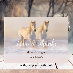 Winter Paarden Foto bruiloft Hartelijk dank Bedankkaart