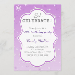 Winter Paarse Snowflake Invitation Adult Birthday Kaart
