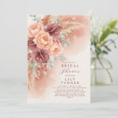 Winter Pampas Floral Bridal Shower Invitation Card (Debout devant)