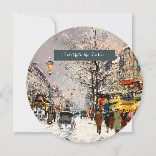 Winter Parisian Scene Holiday Kaart (Voorkant)