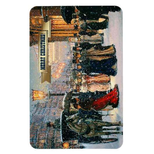 Winter Parisian Scene met kerstcadeau Magneet (Verticaal)