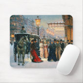  Winter Parisian Scene met kerstcadeau Muismat (Met muis)